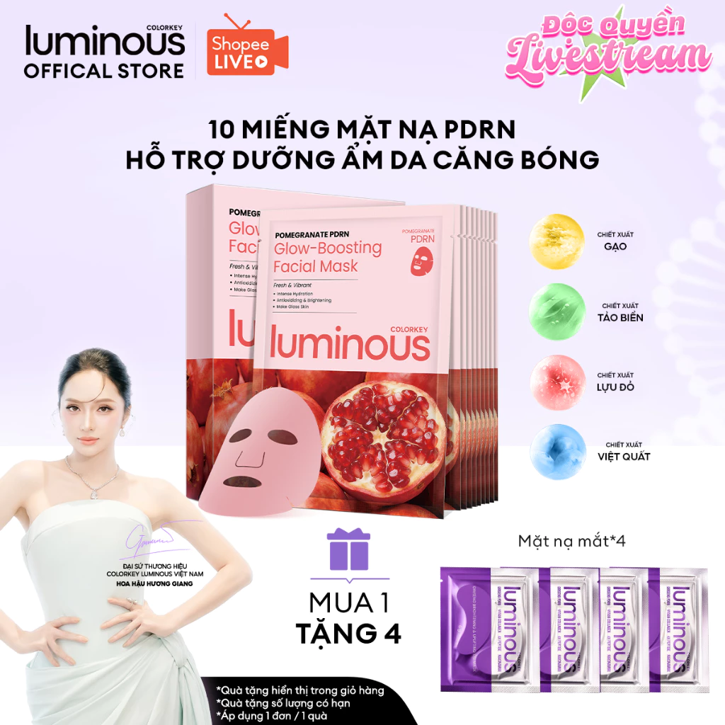 [KOL] Hộp Mặt Nạ tencel PDRN Colorkey Luminous Hỗ Trợ Cấp Ẩm, Làm Dịu Da – 25ml x 10 Miếng