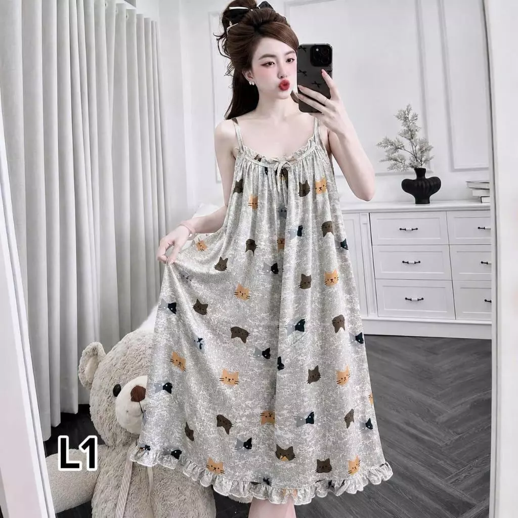 H1- Váy Ngủ Nữ Hai Dây Tole Mềm Hoa Nhí – Mát Mẻ, Thoáng Mát, Mặc Nhà