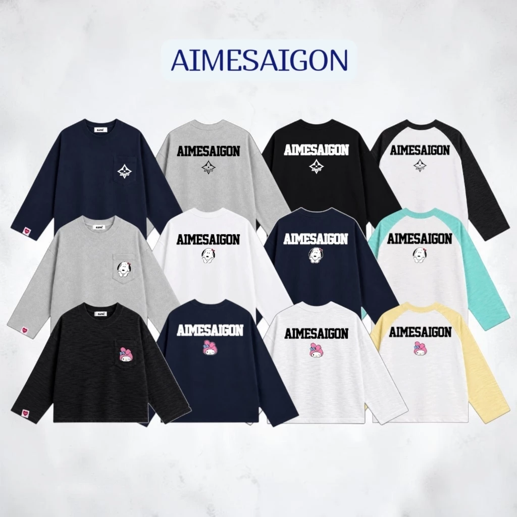 Aimesaigon Áo Thun Tay Dài Phối Túi Sọc Ngang Cotton Boxy Form Rộng Cổ Tròn Basic Dễ Phối Đồ Casual Áo Thu Đông - ATDTUI