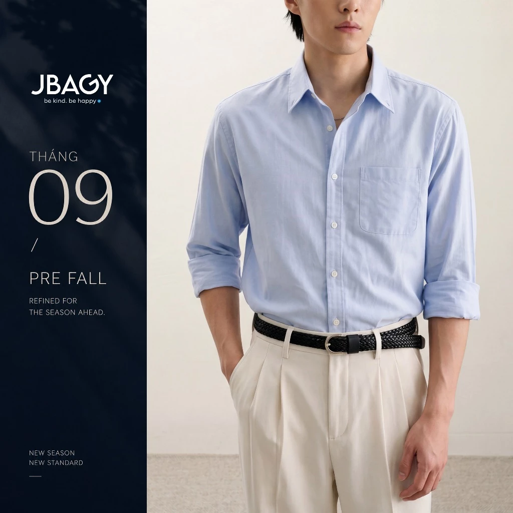 Áo sơ mi nam Oxford Premium JBAGY form relax chất liệu cotton cao cấp - JS0102