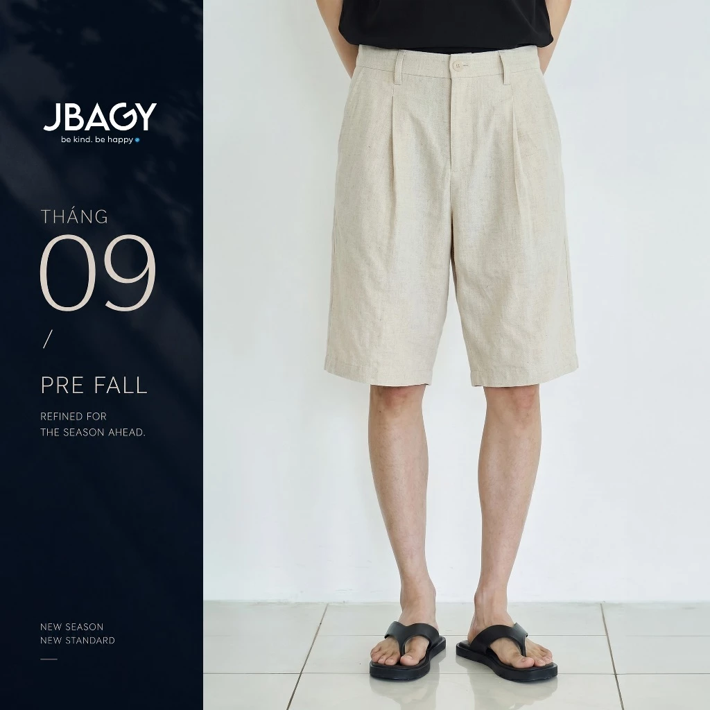 Quần short nam vải Linen cao cấp dáng rộng Bermuda Short - JN003 (D12)