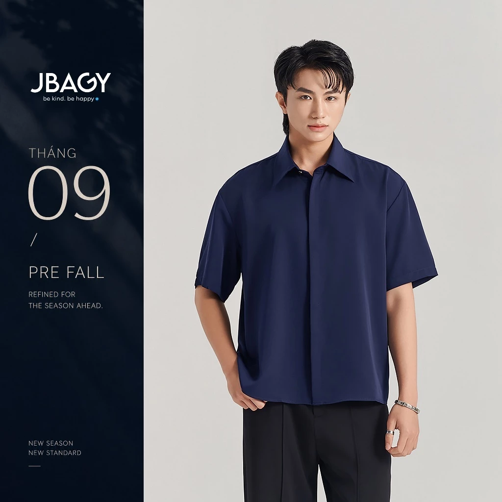 Áo sơ mi nam tay ngắn JBAGY form rộng Relax vải Lụa - JS2501