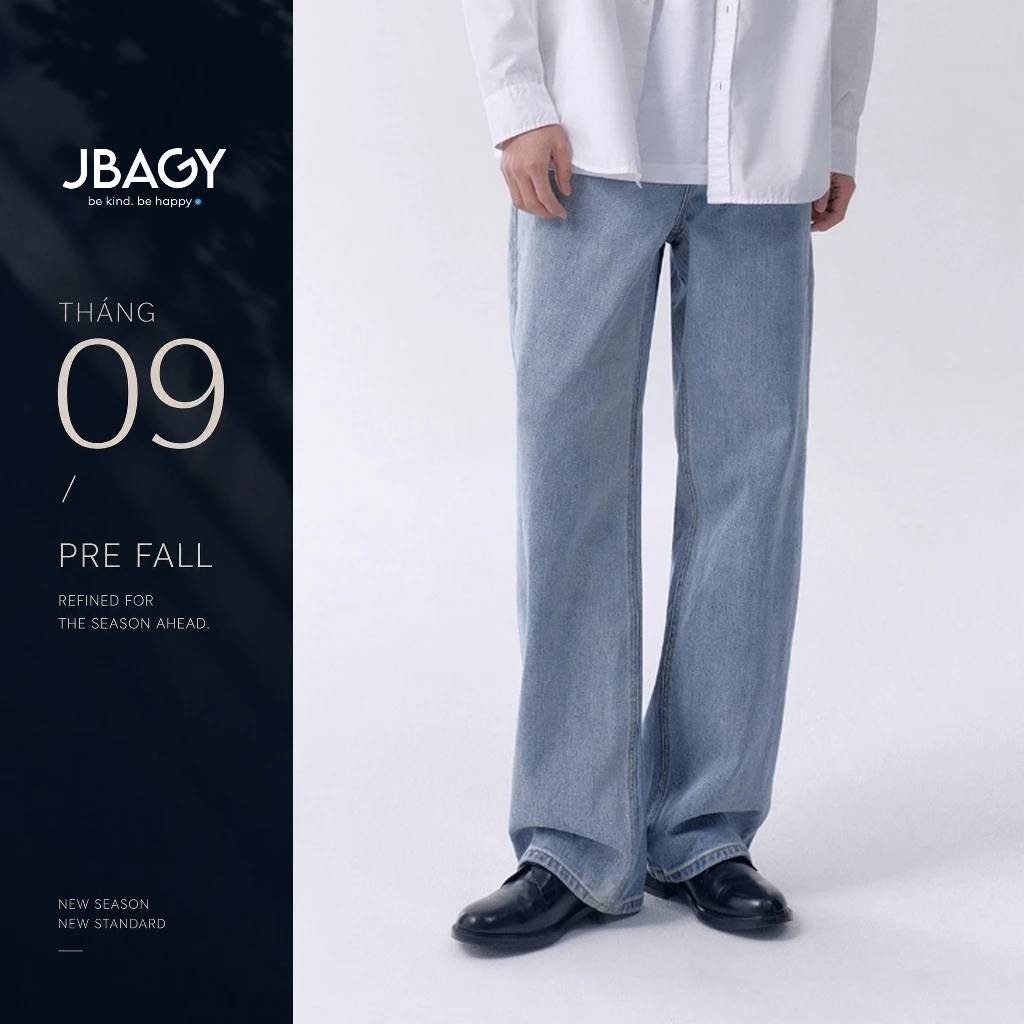Quần jean nam ống rộng JBAGY dáng suông cạp chun - JJ0107