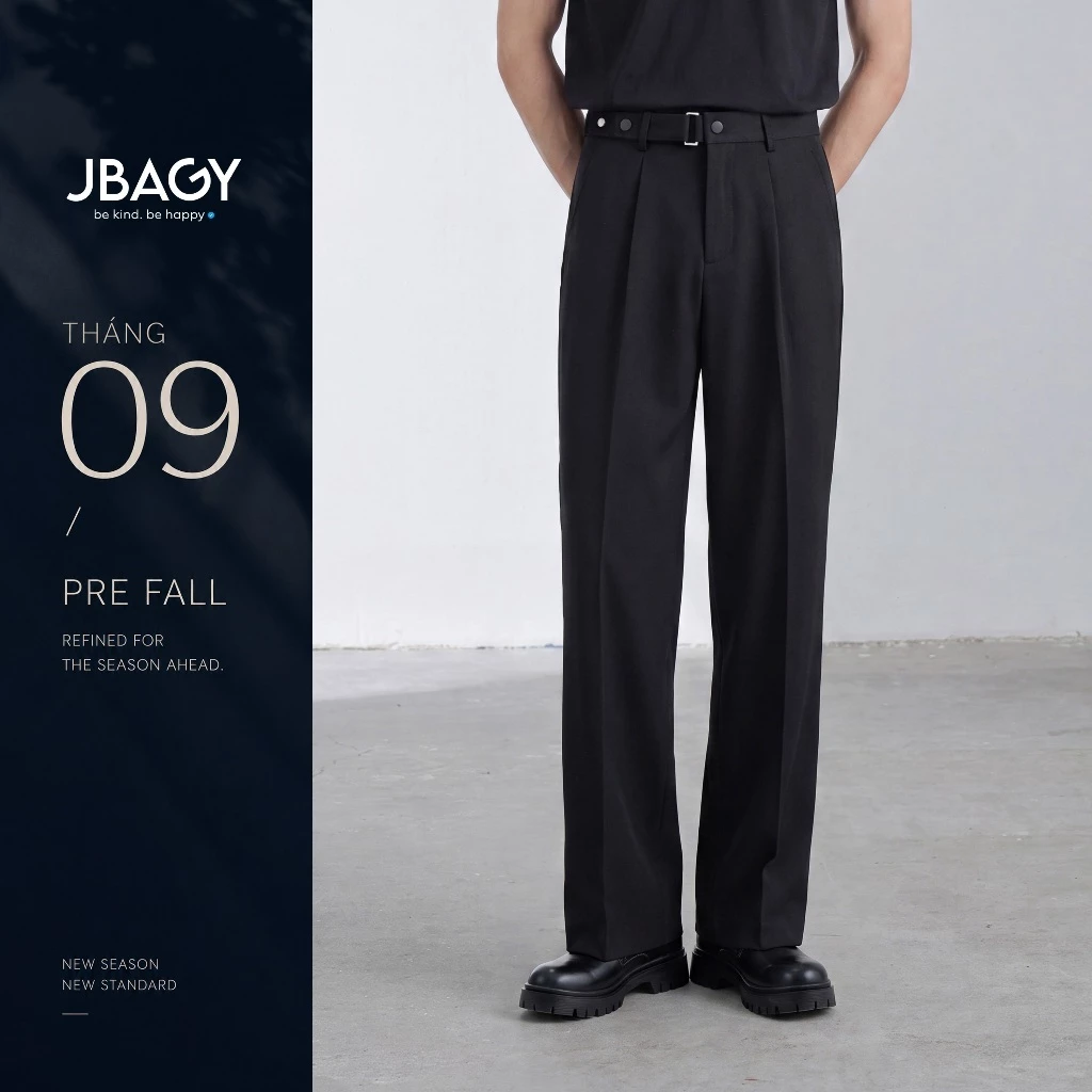 Quần tây nam ống rộng JBAGY đai cúc bấm - JA0106