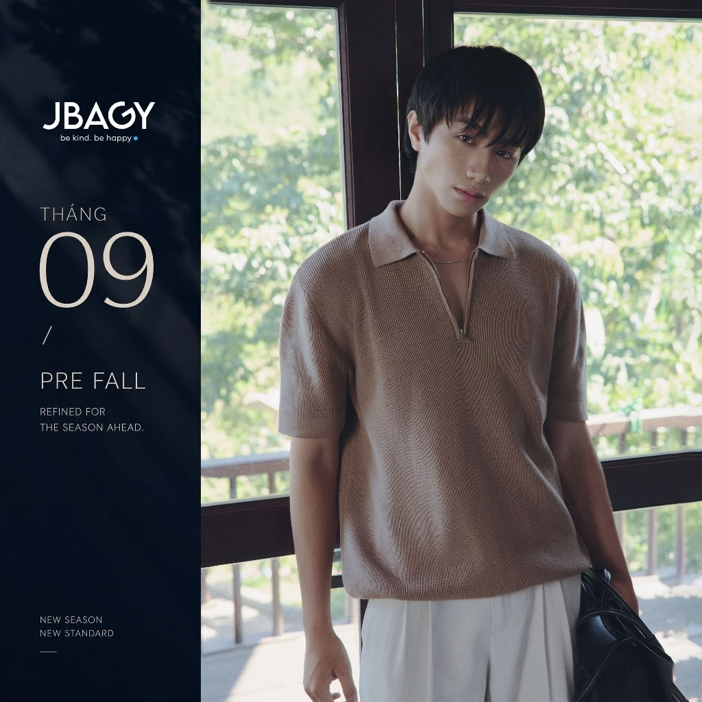 Áo polo nam dệt kim cổ zip cao cấp form rộng JBAGY Half Zip Knit Polo - JP2601