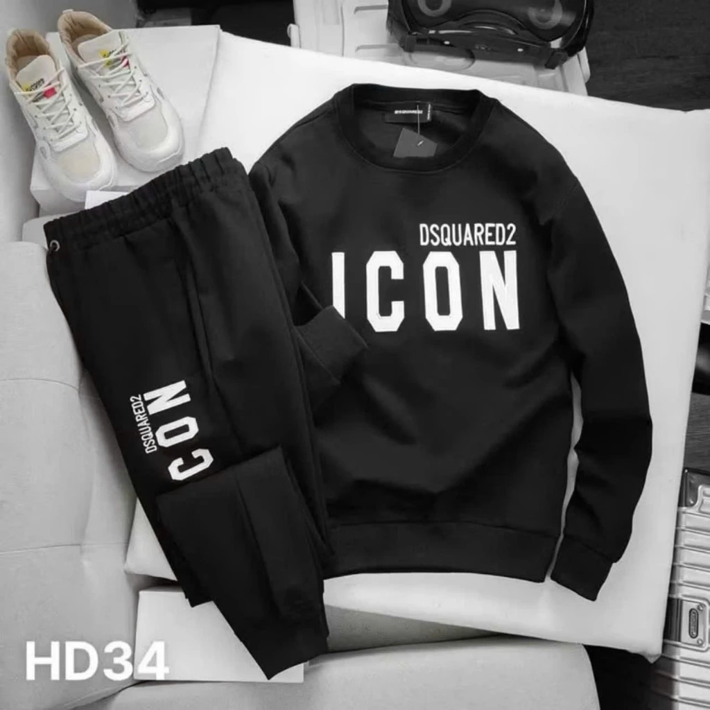 Bộ Quần Áo Nỉ Nam Icon Dsq2 Chữ In Nhiệt Chất Liệu Nỉ Bông Form Dáng Thể Thao Cho Ae Boy Phố