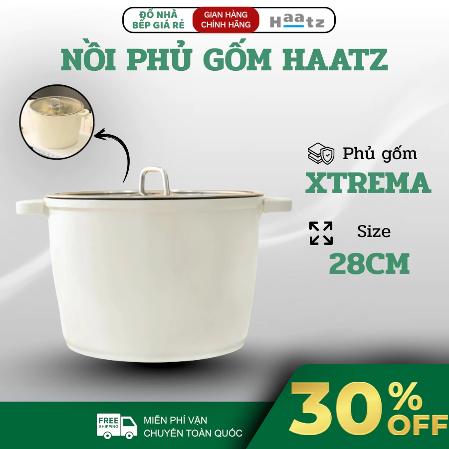 Bộ Nồi Gốm Haatz 3 Kích Thước Dày Dặn Chắn Chắn, Tay Cầm Cách Nhiệt Nấu Nướng An Toàn Sức Khỏe - Haatz Online