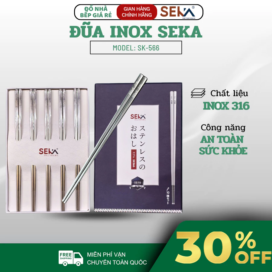 Đũa Inox Seka SK566 Chất Liệu Inox 316 Cao Cấp Bền Bỉ Chống Gỉ Sét, An Toàn Cho Sức Khỏe - Haatz Online