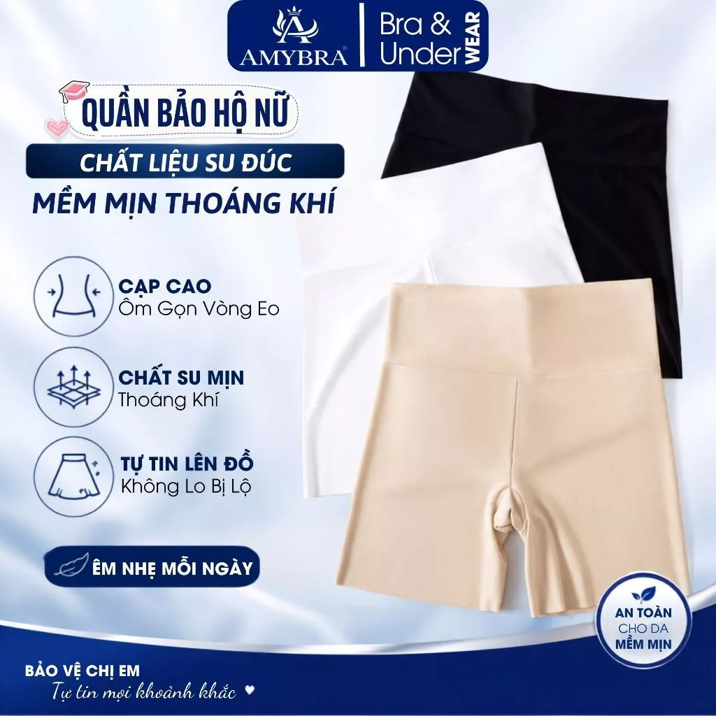 Quần Bảo Hộ Quần Mặc Trong Váy Nữ AMYBRA V8941 Chất Su Cạp Cao Đáy May Kháng Khuẩn Không Lộ Viền