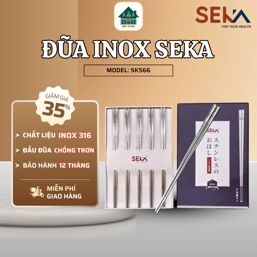 Đũa Inox Seka SK566 Chịu Nhiệt Tốt Không Biến Dạng, Đảm Bảo An Toàn Khi Dùng Hằng Ngày - Bếp Home