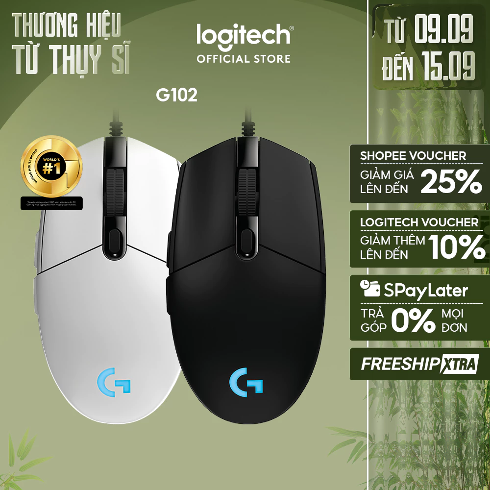 Chuột gaming có dây Logitech G102 Lightsync - Tùy chỉnh RGB, 6 nút lập trình, nhẹ