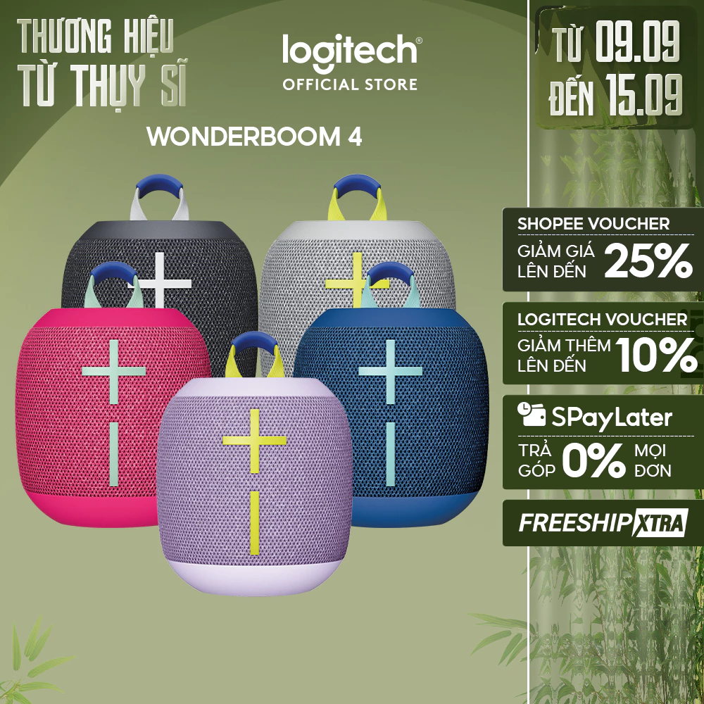 Loa Bluetooth di động Logitech Ultimate Ears WONDERBOOM 4 - Bass lớn 360o, Kháng nước IP67