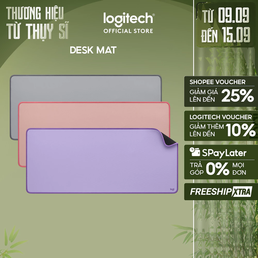 Bàn di chuột cỡ lớn Logitech Desk Mat - Đế chống trượt, lướt dễ dàng, chống đổ tràn