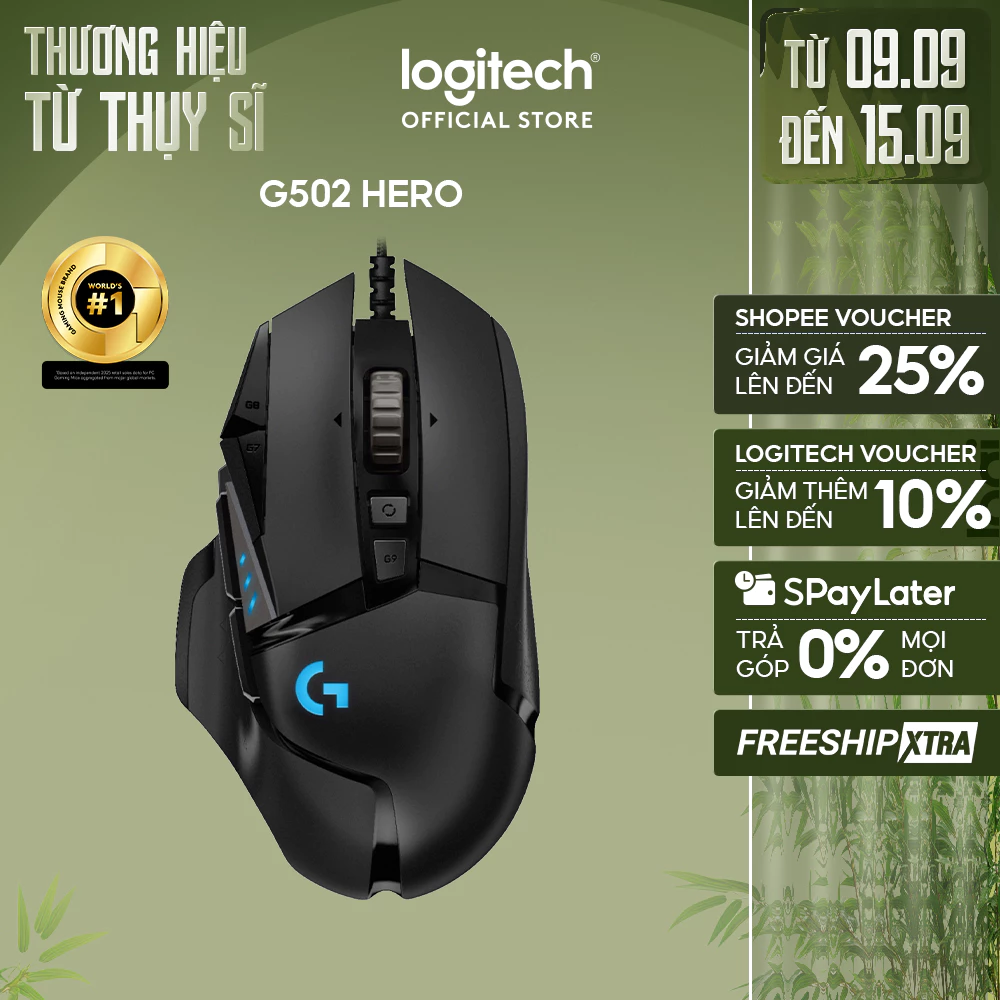 Chuột gaming có dây Logitech G502 Hero - Cảm biến Hero 25k, RGB, 11 nút lập trình