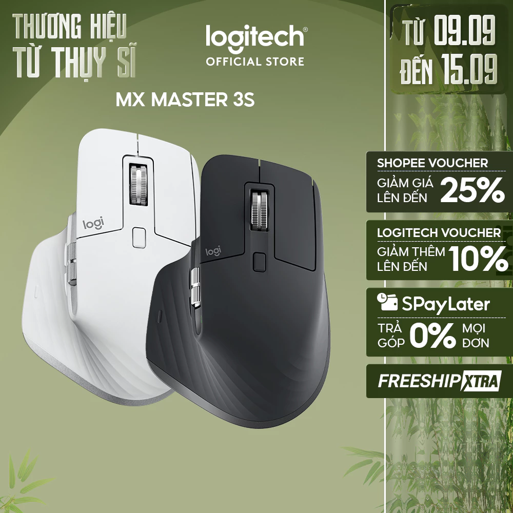 Chuột không dây Bluetooth Logitech MX Master 3s – Yên tĩnh, 8K DPI, Cuộn siêu nhanh, sạc USB-C