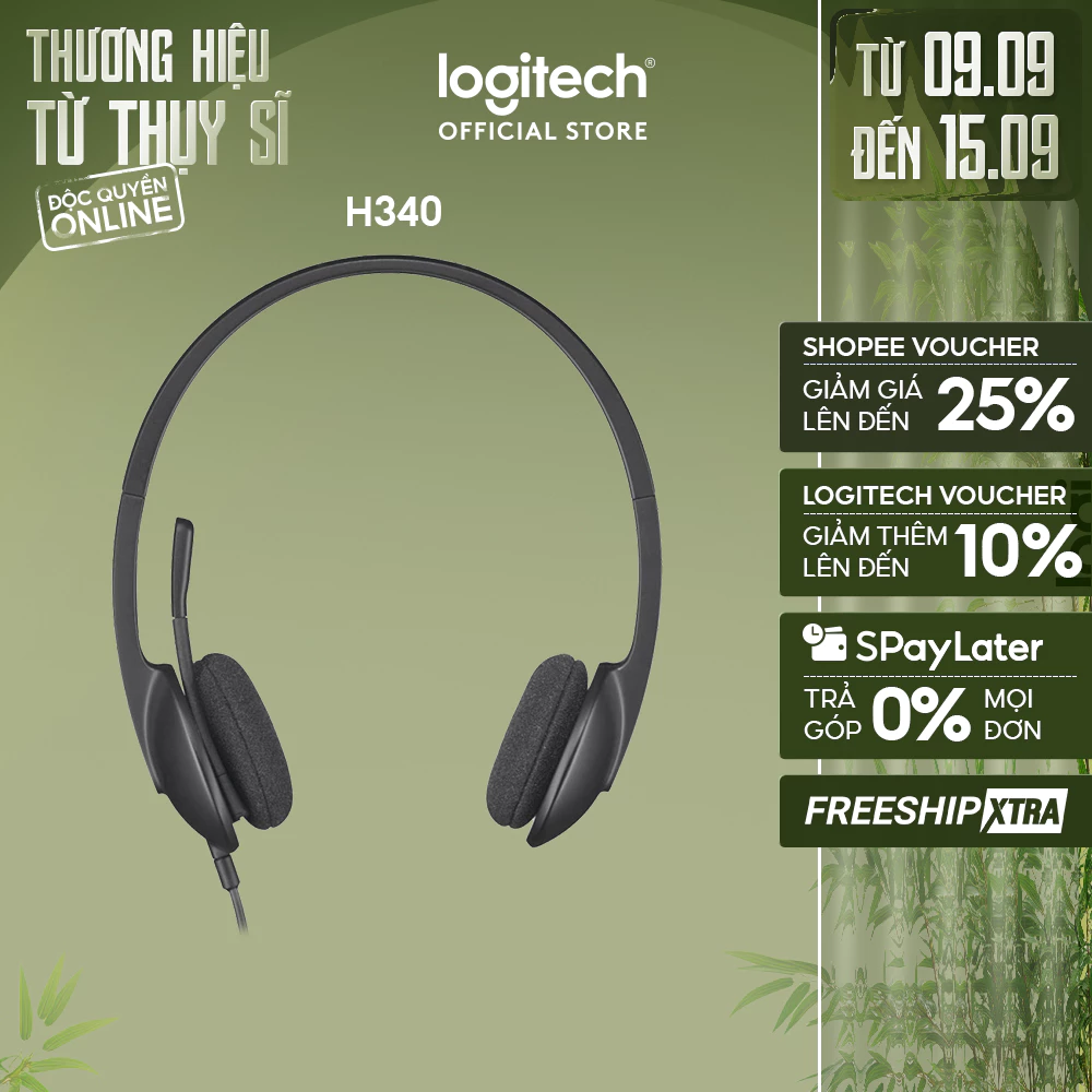 Tai nghe có dây Logitech H340 - Mic giảm ồn, kết nối USB-A