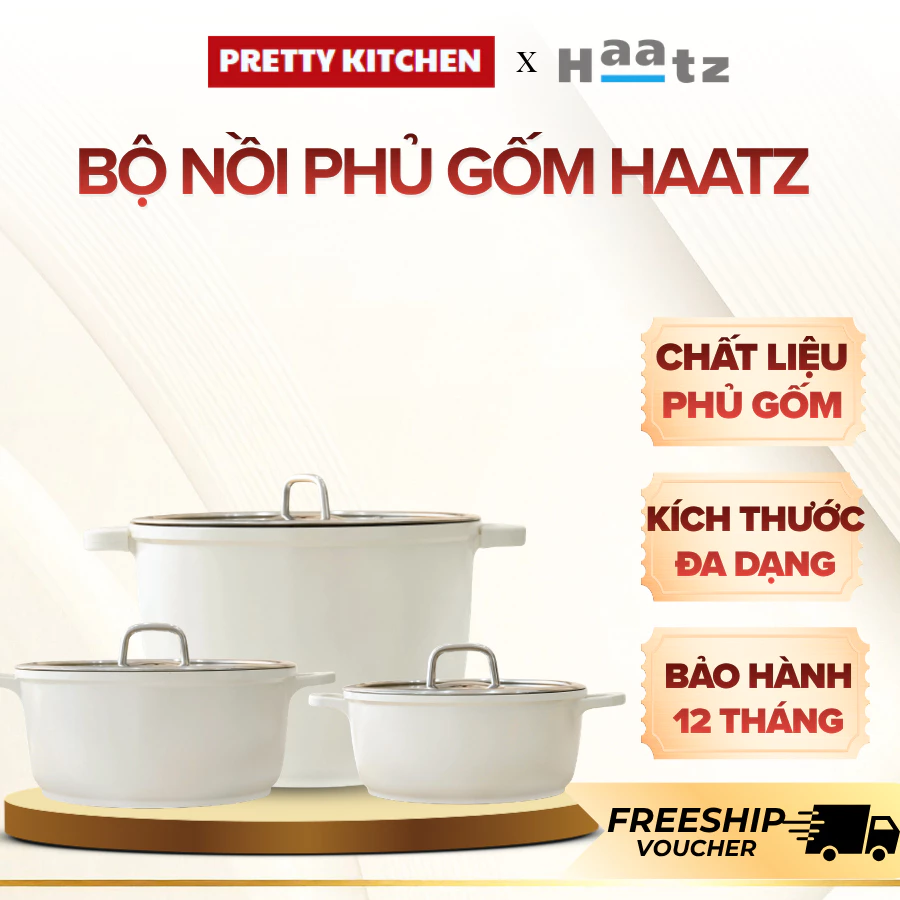Nồi Phủ Gốm Haatz Bền Đep, Truyền Nhiệt Nhanh Nấu Ăn Ngon Trọn Vị - Pretty Kitchenn