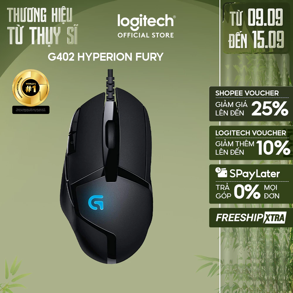 Chuột gaming có dây Logitech G402 Hyperion Fury FPS - Theo dõi tốc độ cao 8 nút lập trình