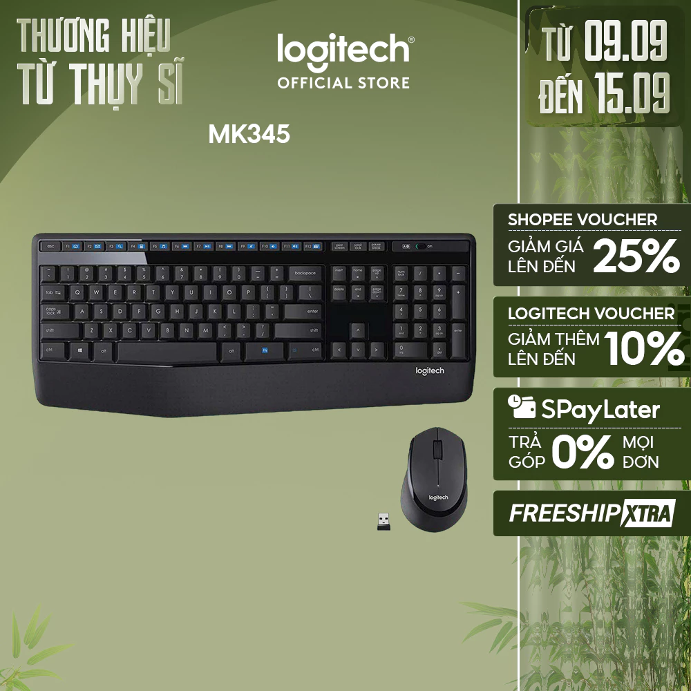 Bộ bàn phím và chuột không dây Logitech MK345