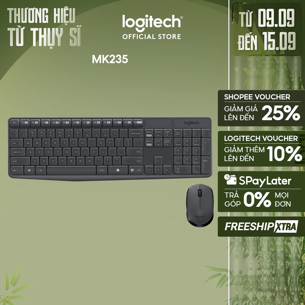 Bộ bàn phím chuột không dây Logitech MK235