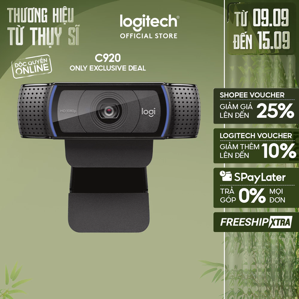 Webcam Logitech C920 Pro Full HD 1080p 30FPS - mic kép to rõ, tự động lấy nét HD