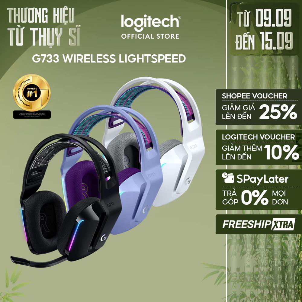 Tai nghe gaming không dây Logitech G733 - RGB, màn loa Pro-G, Mic Blue Voice