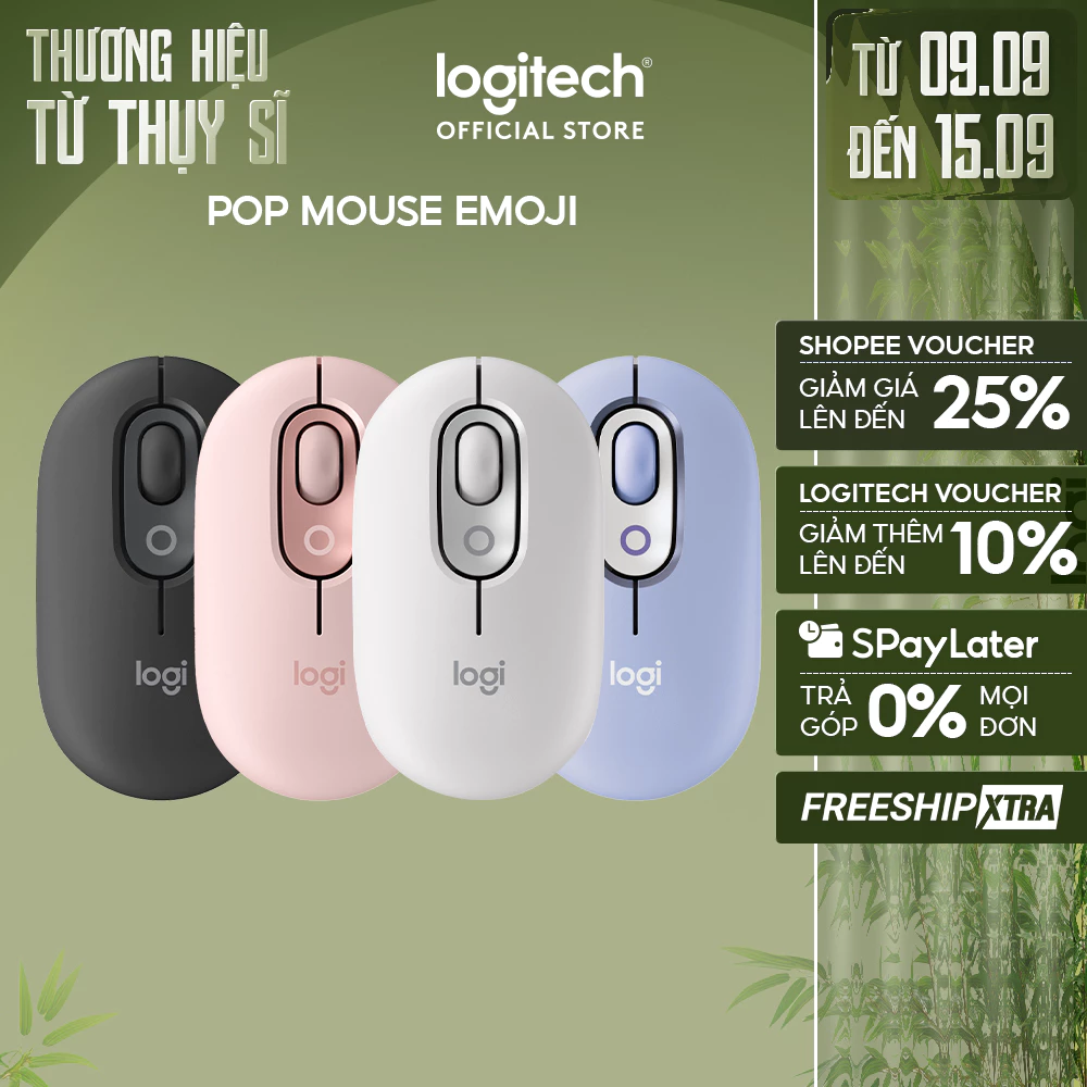 Chuột không dây bluetooth Logitech POP Mouse - Emoji tùy chỉnh, SilentTouch giảm ồn