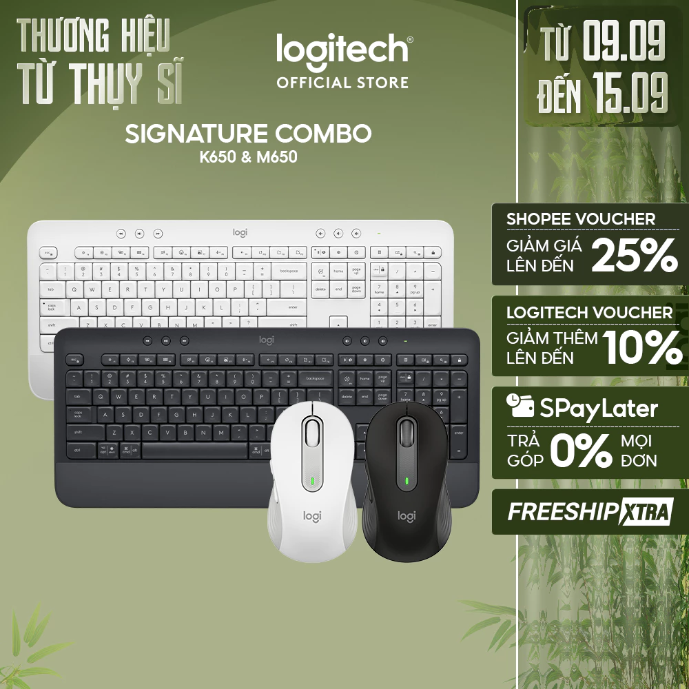 Combo Bàn phím Logitech K650 & Chuột Logitech M650 - Bluetooth, USB Bolt