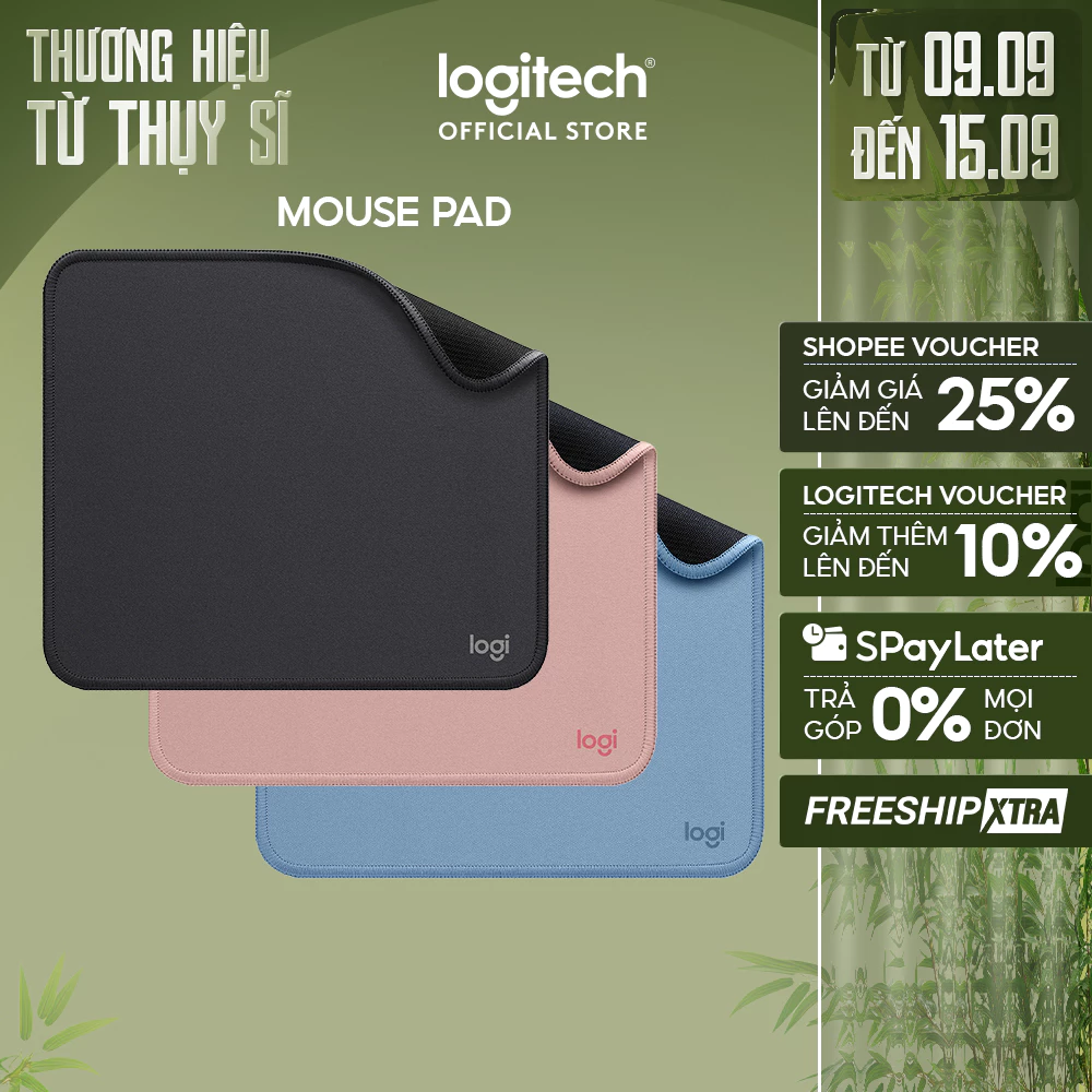 Bàn di chuột Logitech Mouse Pad Studio Series - Đế chống trượt, lướt dễ dàng, chống đổ tràn