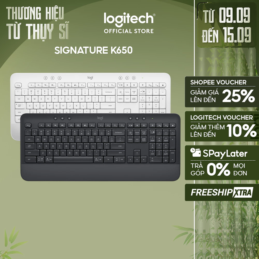 Bàn Phím Không Dây Logitech Signature K650 - Bàn phím số phụ, gác tay tích hợp, Bluetooth & USB Bolt