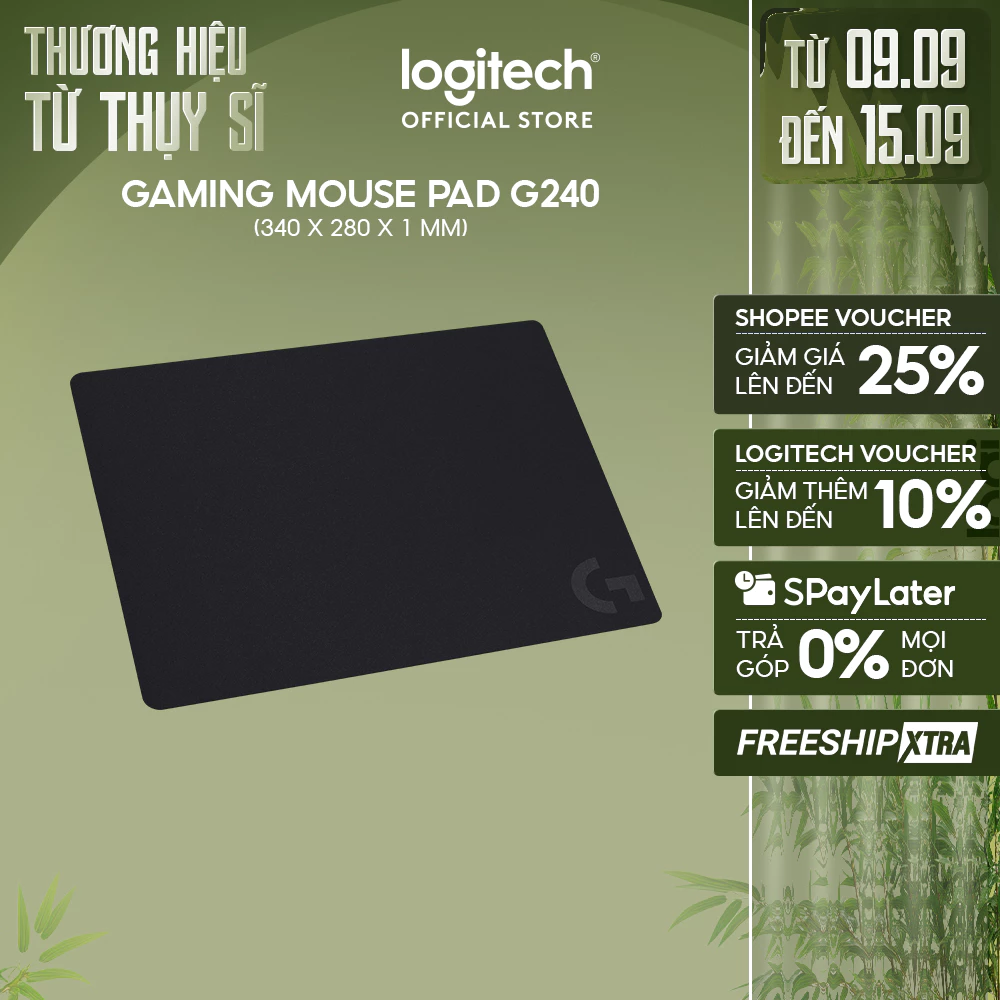 Bàn di, lót chuột gaming Logitech G240 - Bề mặt vải, ma sát tốt, chống trượt