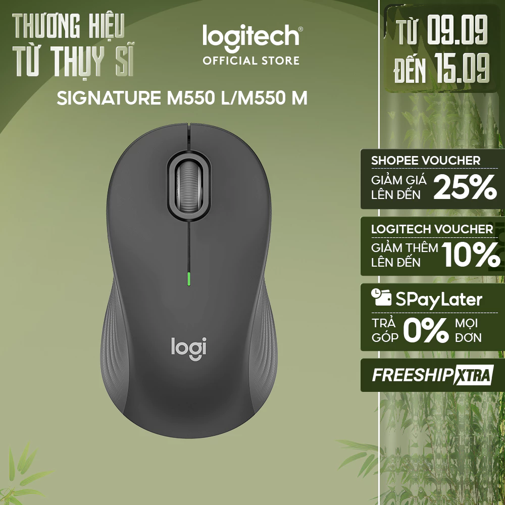 Chuột không dây Bluetooth Logitech M550 Signature - SmartWheel, giảm ồn, 4000DPI, Đa thiết bị