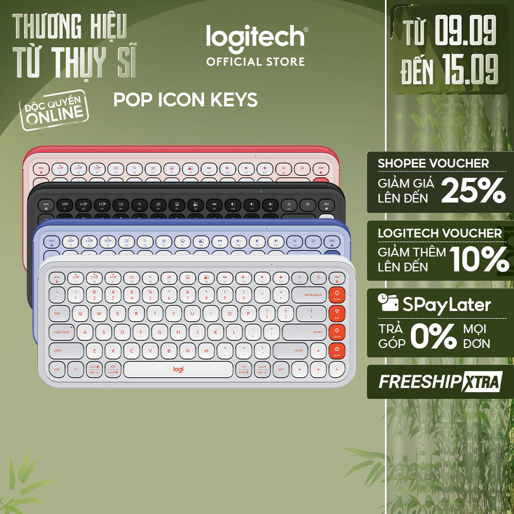 Bàn phím Bluetooth không dây POP ICON KEYS Logitech - Thoải mái, Nút lập trình, Kết nối 3 thiết bị