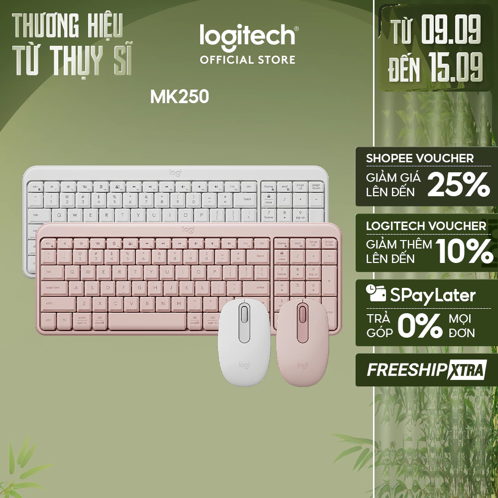 Combo Bàn phím & chuột không dây Bluetooth Logitech MK250 - dễ kết nối, thiết lập, thiết kế nhỏ gọn