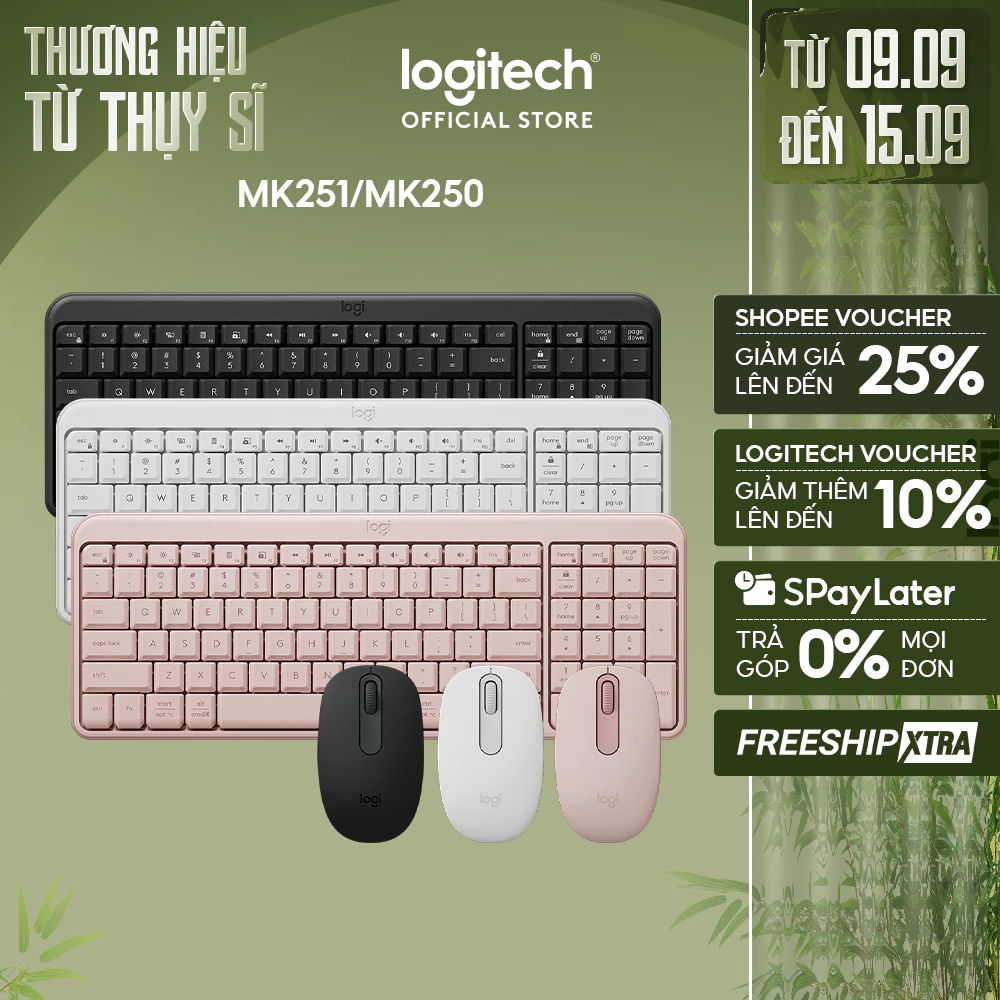 Combo Bàn phím & Chuột Bluetooth Logitech MK250 | MK251 - dễ kết nối, thiết lập, thiết kế nhỏ gọn