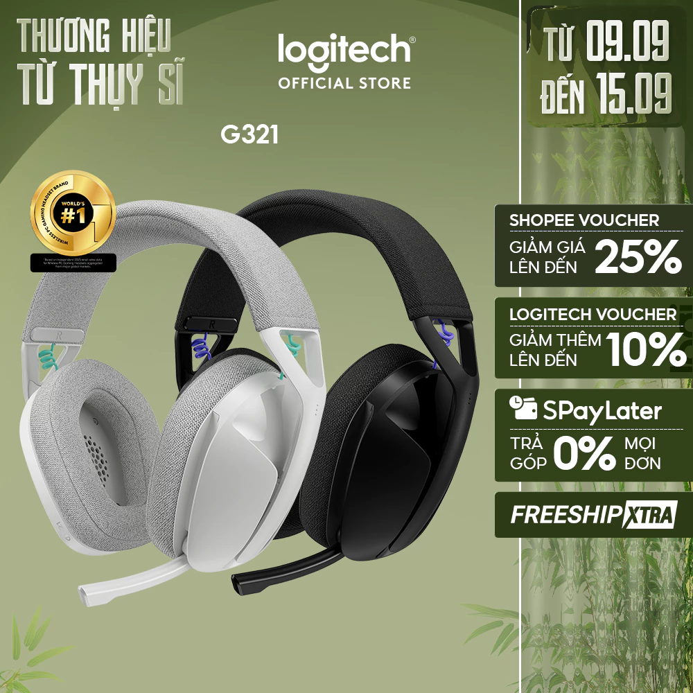Tai nghe Gaming không dây Bluetooth Logitech G321 LIGHTSPEED - Cần micro 16 kHz, pin 20 giờ