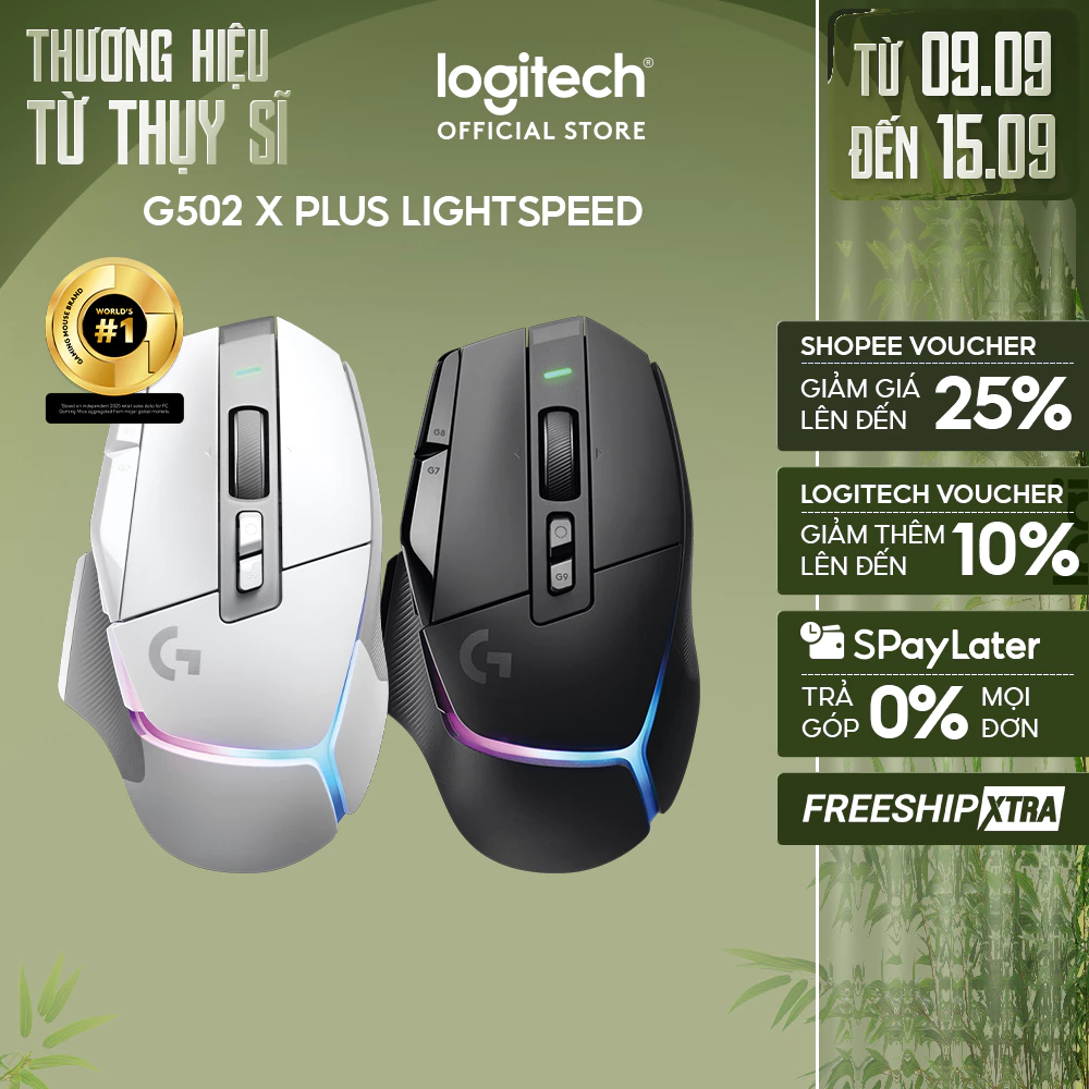 Chuột gaming không dây Logitech G G502 X PLUS LIGHTSPEED LIGHTFORCE Hybrid RGB Lightsync