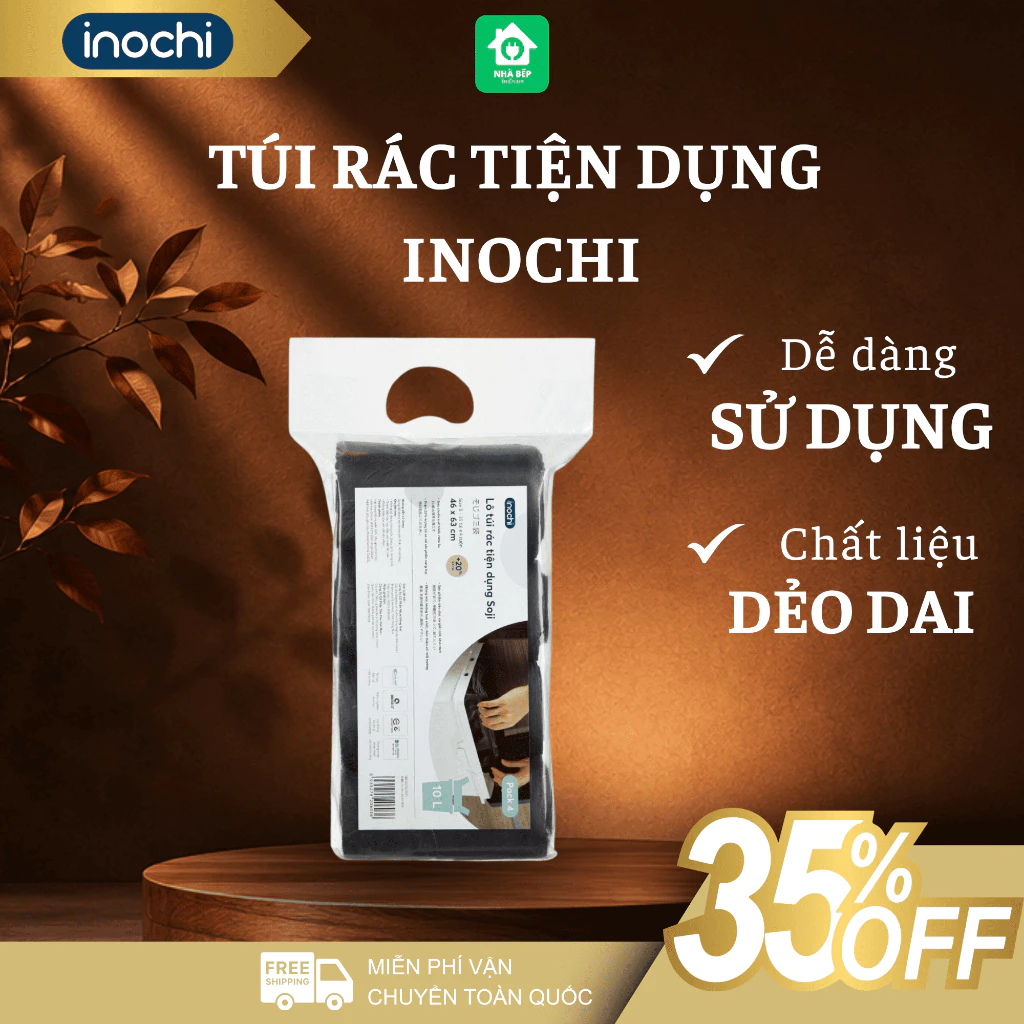 Lô Túi Rác Tiện Dụng Inochi 4 Cuộn 10 Lít Nhựa Tự Huỷ Sinh Học, Chịu Lực Tốt - Nhà Bếp Thiên Hà