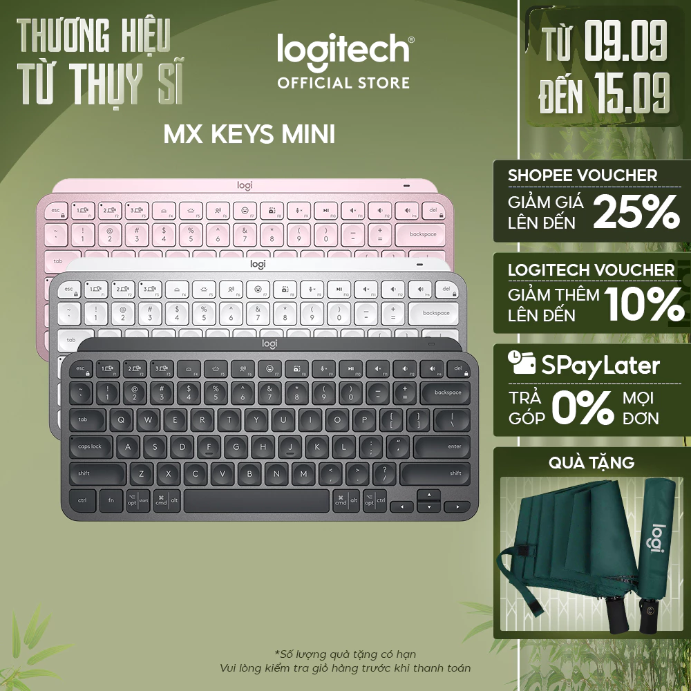 Bàn phím không dây Bluetooth Logitech MX Keys Mini - Nhỏ gọn, Phím tắt thông minh