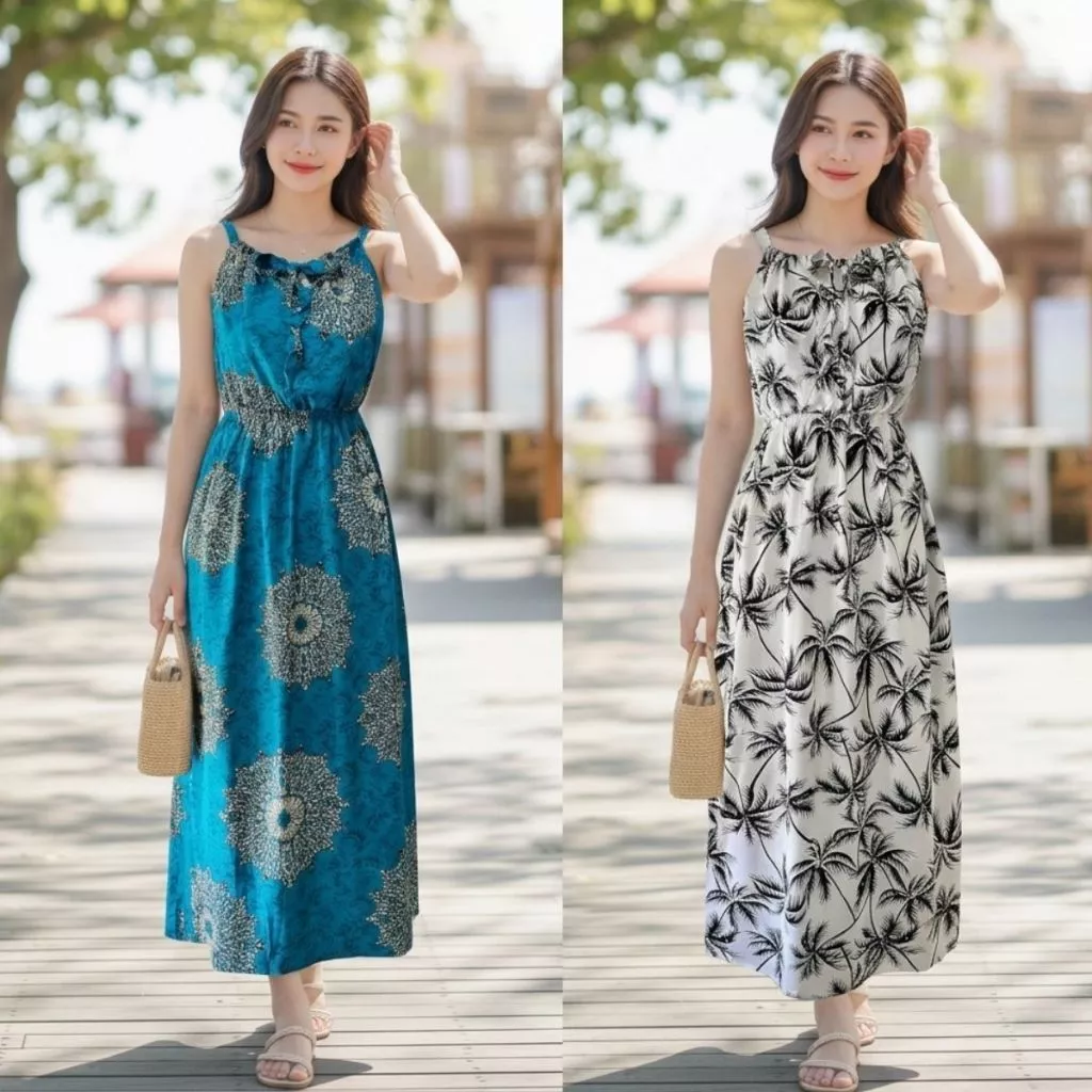 Váy maxi dài cổ yếm giá rẻ (ảnh và video)