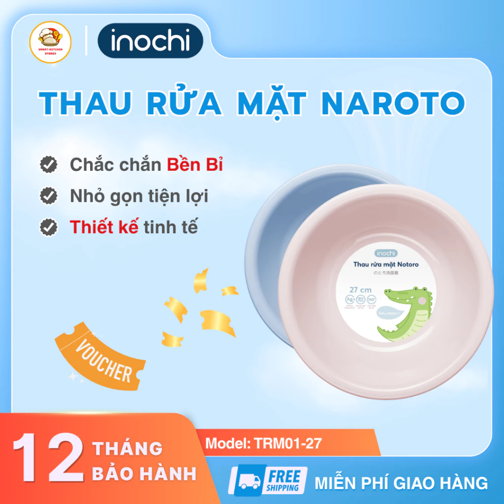 Thau Rửa Mặt Notoro 27cm Inochi Chất Liệu Nhựa PP Nguyên Sinh Cao Cấp, Kháng Khuẩn Ag+ - Smart Kitchen Store