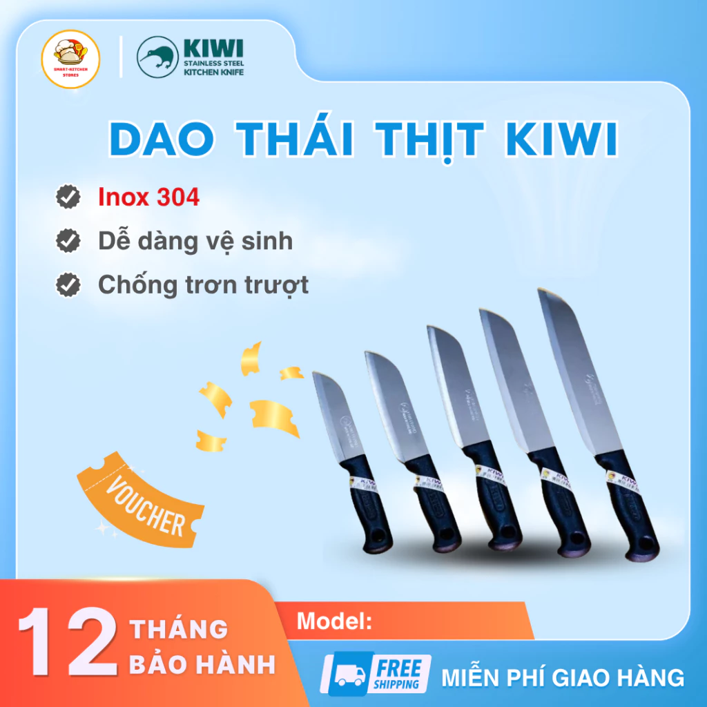 Dao Thái Lan Làm Bếp KIWI Cán Đen, Dao Làm Bếp Cao Cấp Nhiều kích Cỡ Siêu Sắc Bén Tiện Lợi - Smart Kitchen Stores