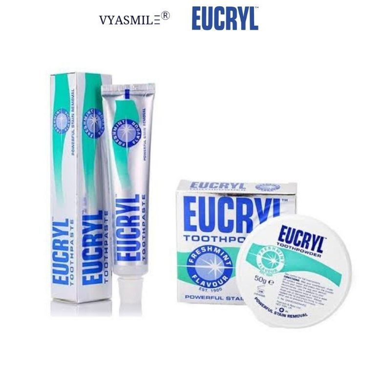 Combo Kem đánh răng Eucryl 62g + Bột tẩy trắng răng Eucryl 50g làm trắng hiệu…