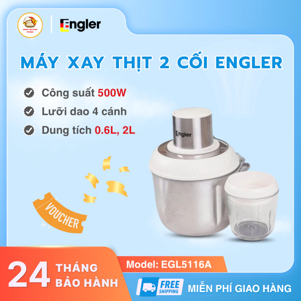 Máy Xay Thịt 2 Cối Engler EGL5116A  Xay Nhuyễn Trong Vài Giây, Trang Bị 2 Cối Dùng Riêng Biệt- Smart Kitchen Stoes