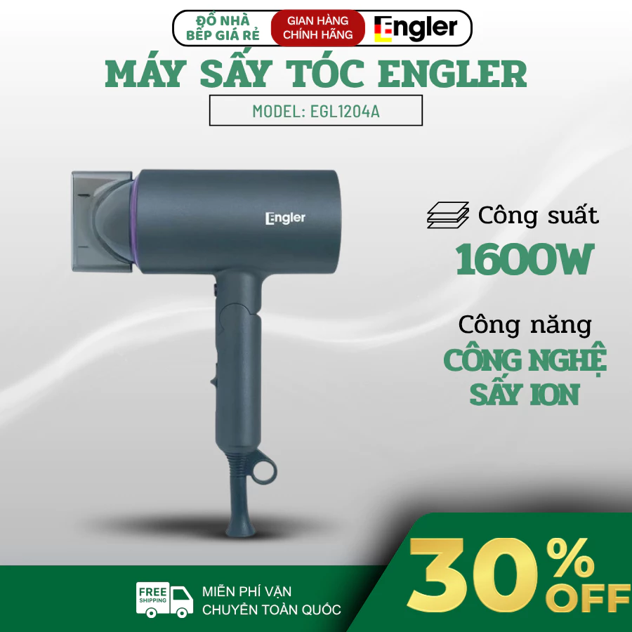 Máy Sấy Tóc Engler EGL1204A Công Suất 1600W Sấy Nhanh Hiệu Quả, Thiết Kế Nhỏ Gọn Tiện Lợi - Haatz Online