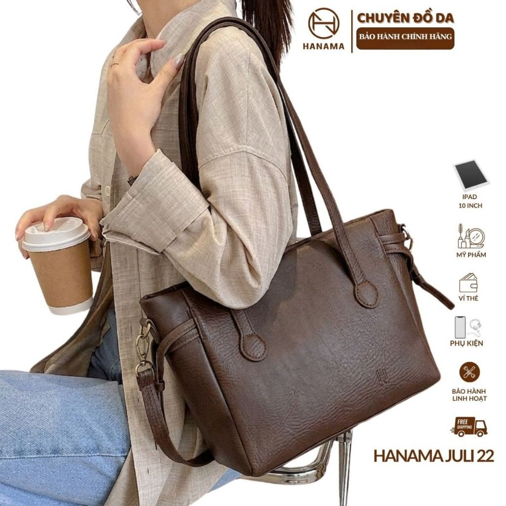 Hanama Túi Xách Nữ HN JULI 22 Da PU Cao Cấp Màu Đen Nâu Dễ Phối Đồ Phù Hợp Đi…