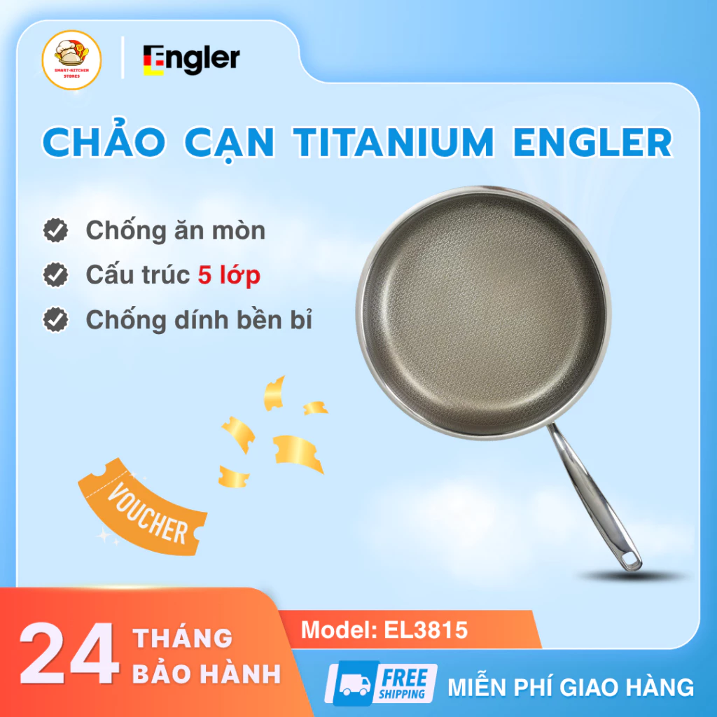 Chảo Cạn Titanium Engler 26cm Titanium An Toàn Cho Sức Khỏe, Gia Nhiệt Nhanh Dùng Cho Mọi Loại Bếp - Smart Kitchen Store