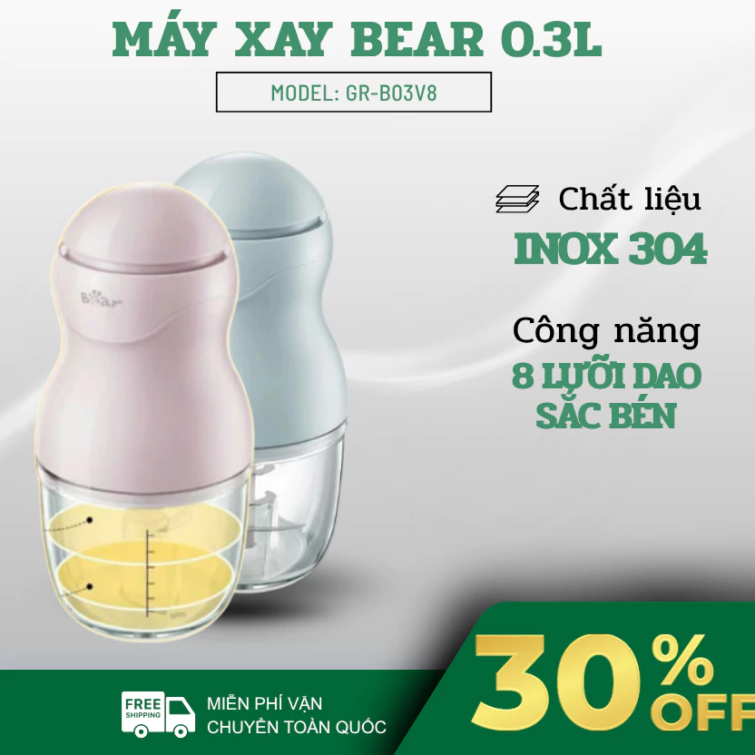 Máy Xay Ăn Dặm Bear 300ml Máy Xay Cho Bé Ăn Dặm, Nhỏ Gọn Tiện Lợi Dễ Dàng Sử Dụng Vệ Sinh - Haatz Online