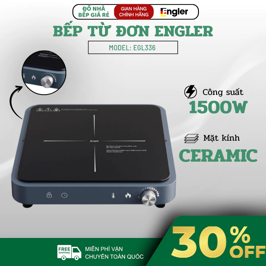 Bếp Từ Đơn Engler EGL336 Công Suất 1500W, Bếp Điện Từ Đơn Mặt Kính Bếp Từ Pha Lê Dẫn Nhiệt Tốt- Haatz Online