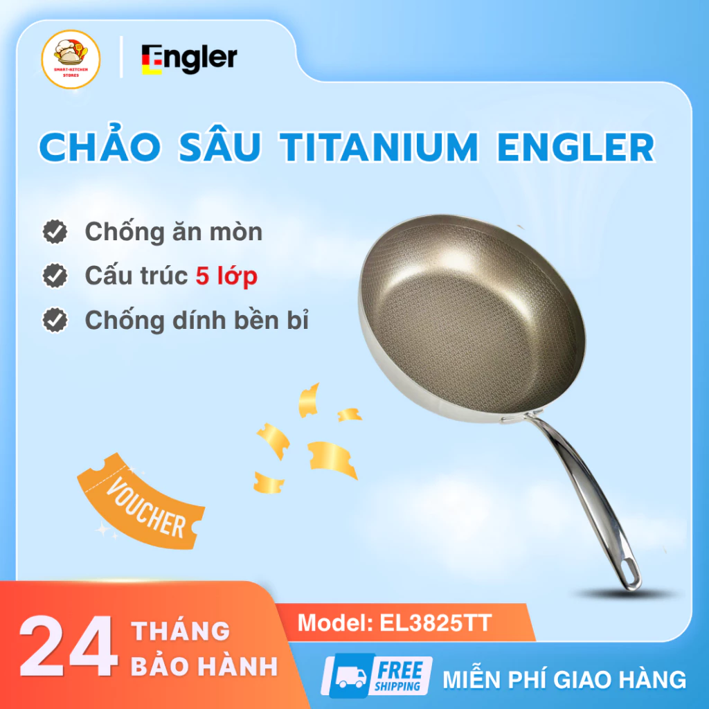Chảo Sâu Titanium Engler Size 26 Titanium Chống Dính Hiệu Quả, Truyền Nhiệt Tốt Giữ Nhiệt Lâu - Smart Kitchen Store